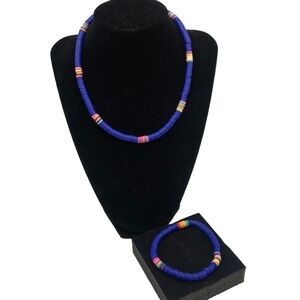 Rainbow‎ Blue 2 pc. Necklace and Bracelet Set New!